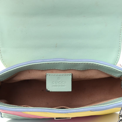 Gucci Calfskin Matelasse Diagonal Mini GG Marmont Top Handle Shoulder Bag Multicolor Pastel 3 of 5