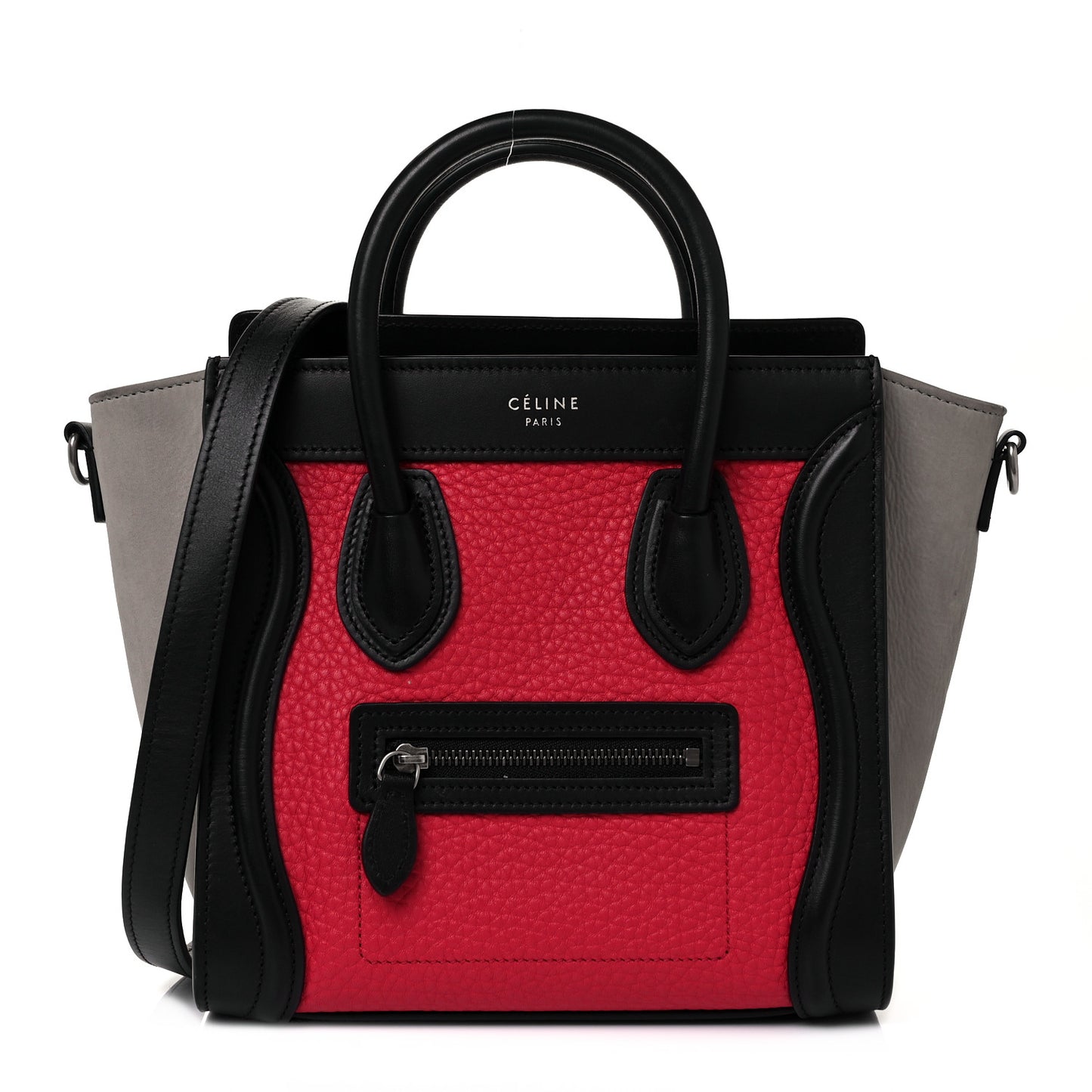 Bullhide Calfskin Nubuck Nano Tri-Color Luggage Bright Red