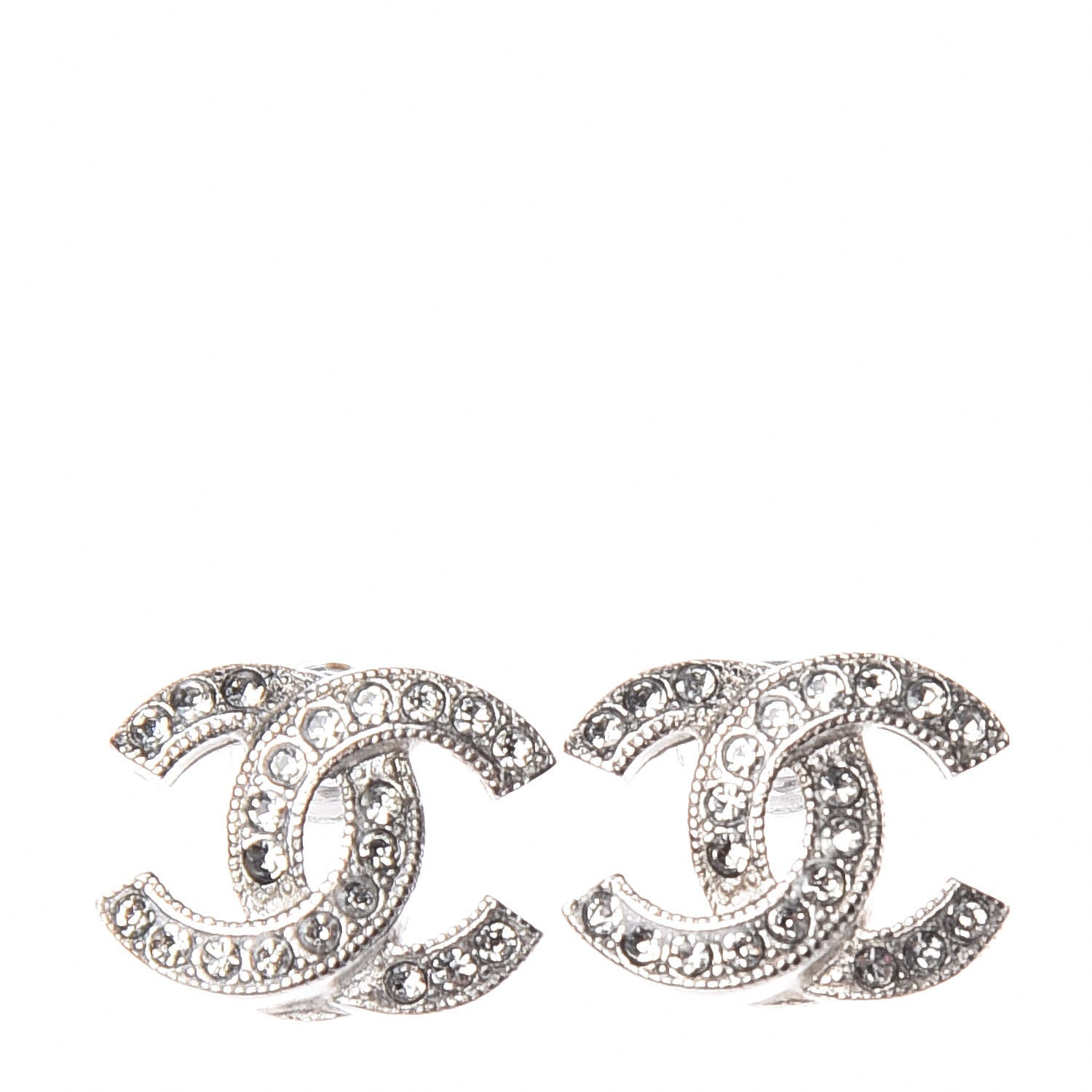 Chanel Crystal CC Earrings Silver 1 of 5