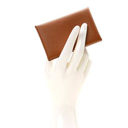 Hermes Epsom Calvi Card Case Gold 2 of 8