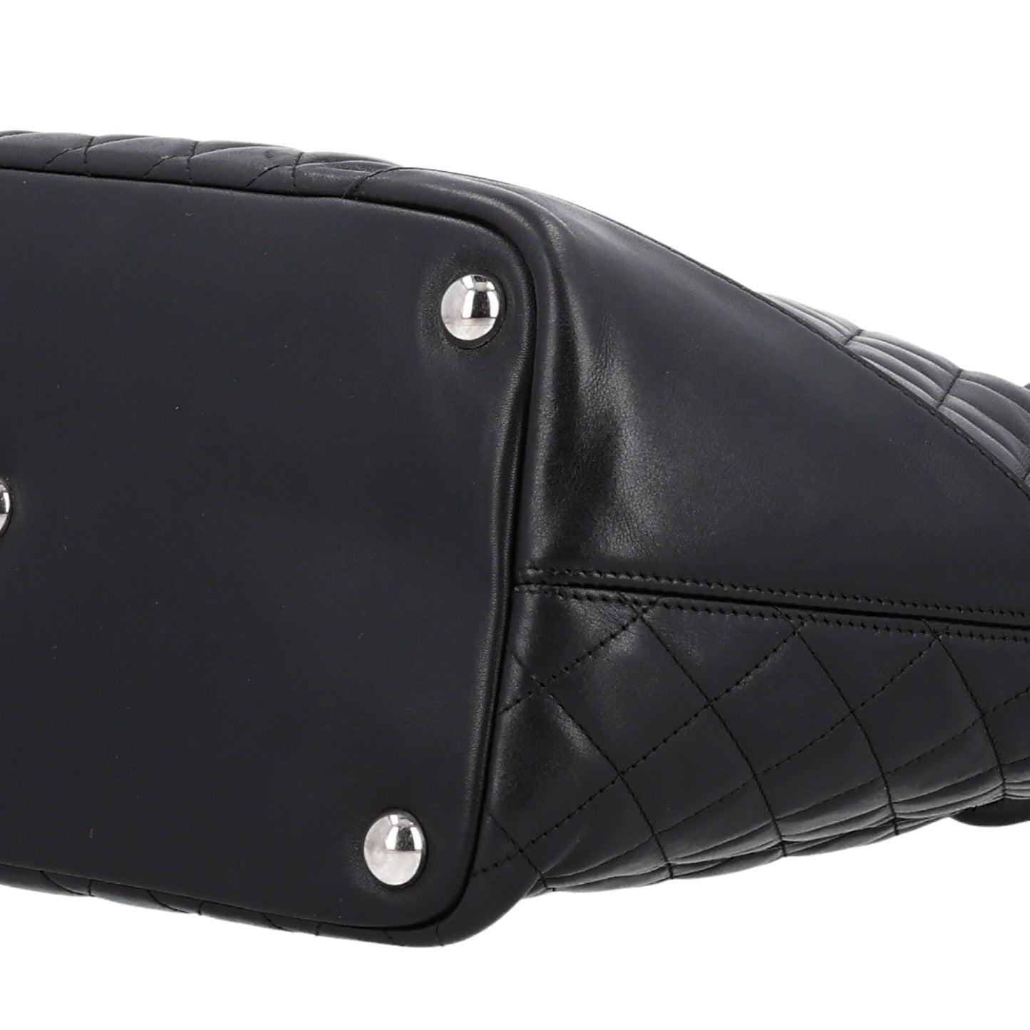 Calfskin Quilted Large Cambon Tote Black White
