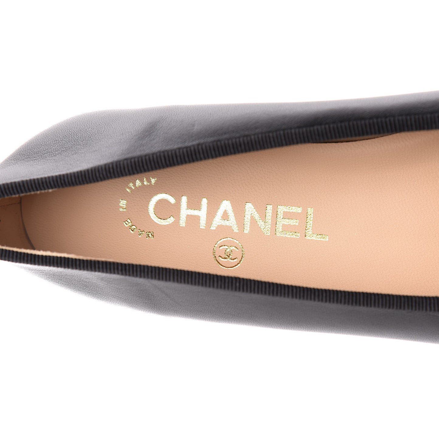 Lambskin Patent Cap Toe Ballerina Flats 38 Black