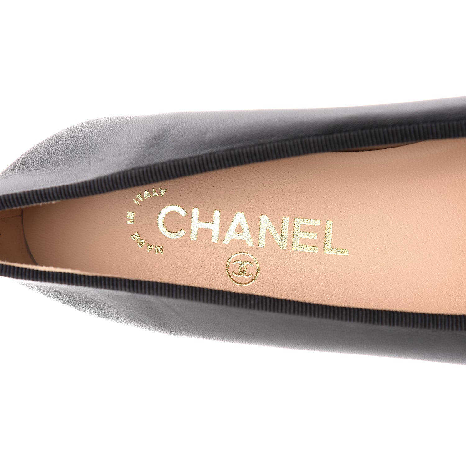 Chanel Lambskin Patent Cap Toe Ballerina Flats 38 Black 7 of 9