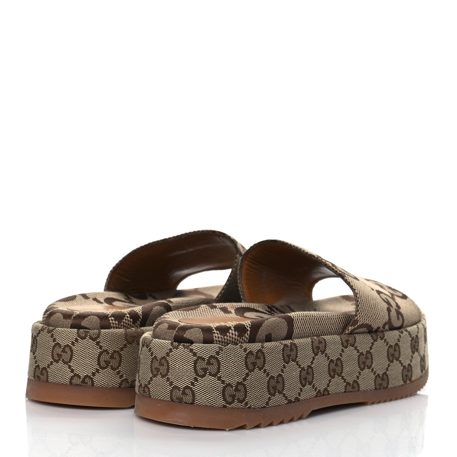 Gucci Monogram Maxi GG Angelina Platform 55mm Slide Sandals 40 Camel Ebony 4 of 8