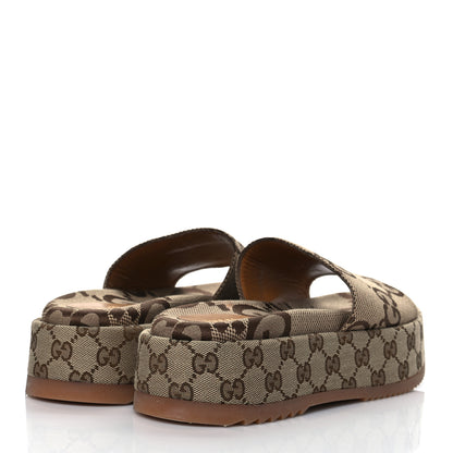 Gucci Monogram Maxi GG Angelina Platform 55mm Slide Sandals 40 Camel Ebony 4 of 8