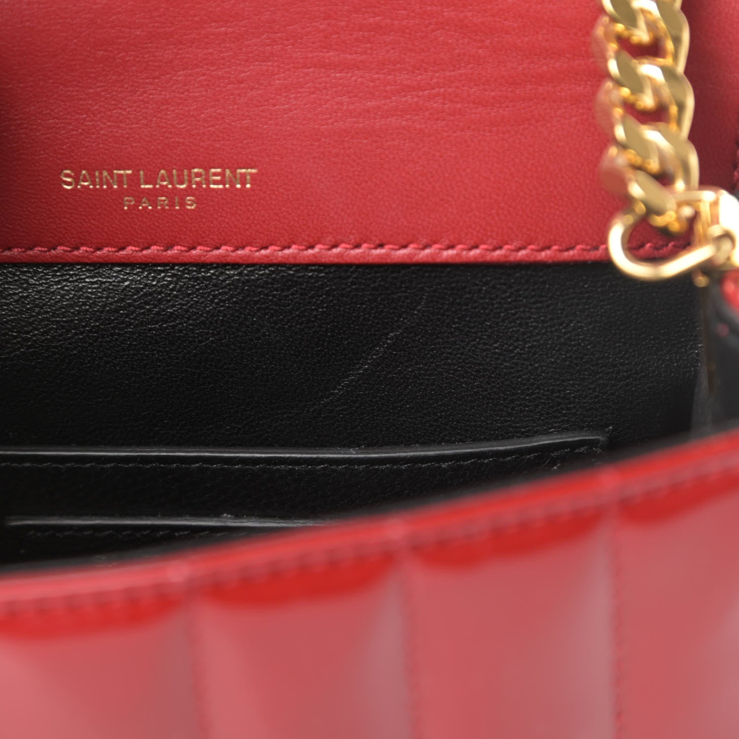 Saint Laurent Patent Matelasse Monogram Small Vicky Chain Bag Red 10 of 11