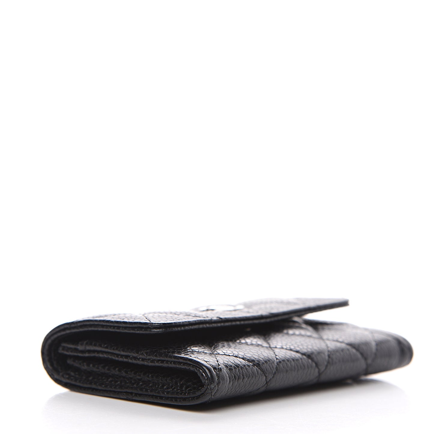 Caviar Quilted Flap Card Holder Black
