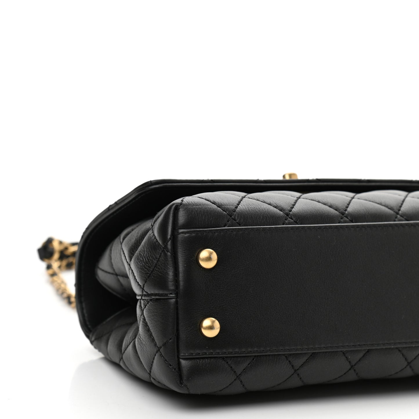 Calfskin Strass Quilted Mini Coco Handle Flap Black