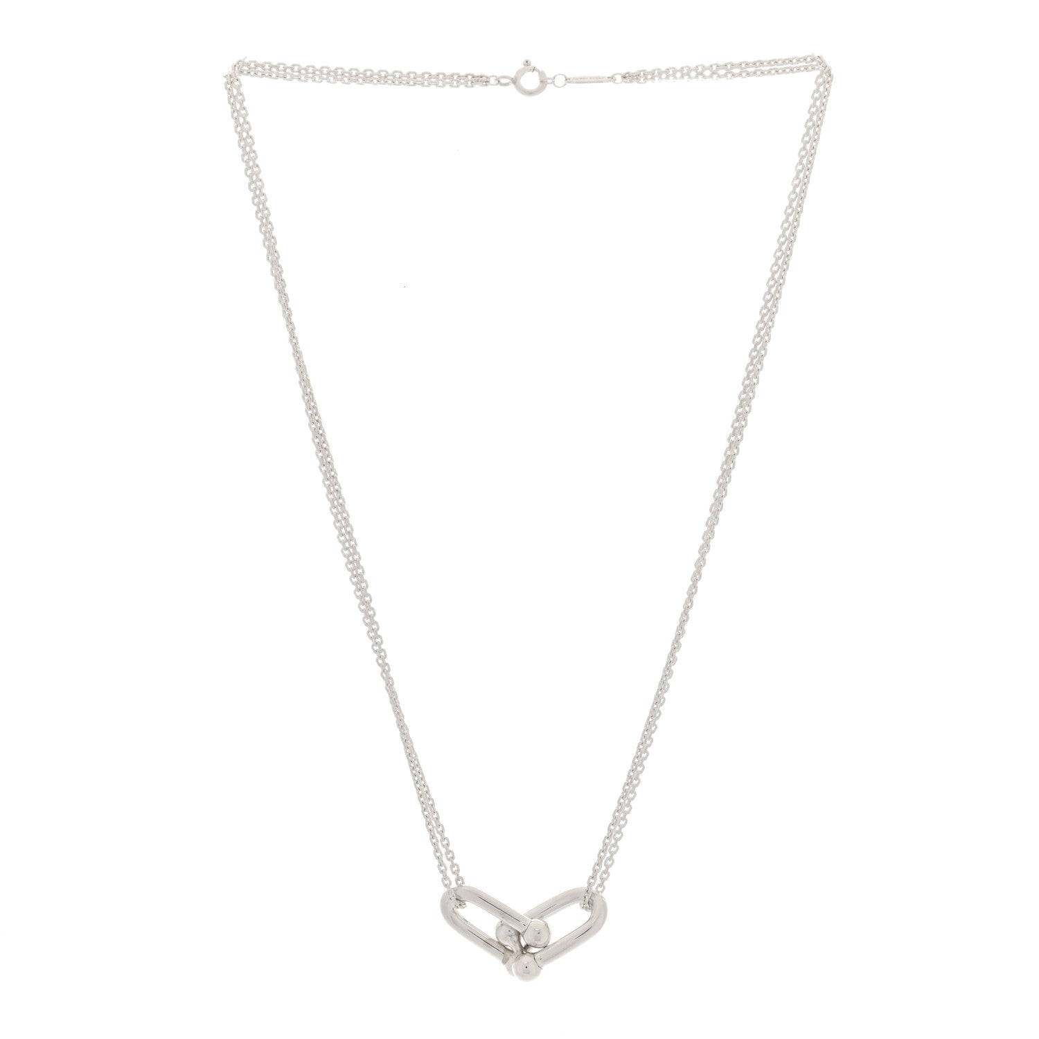Tiffany Sterling Silver Double HardWear Link Pendant Necklace 3 of 5