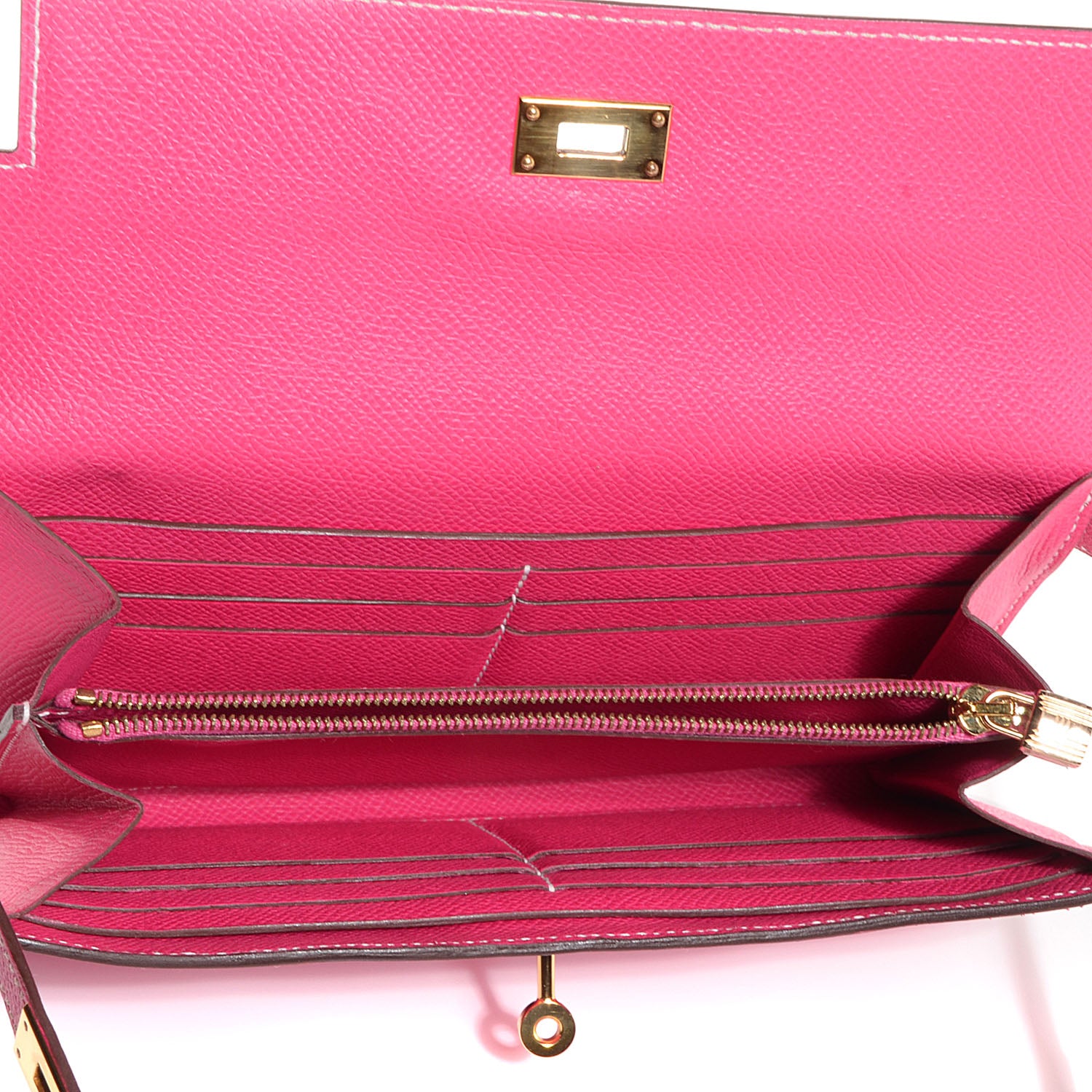 Hermes Epsom Kelly Longue Wallet Rose Tyrien 7 of 14