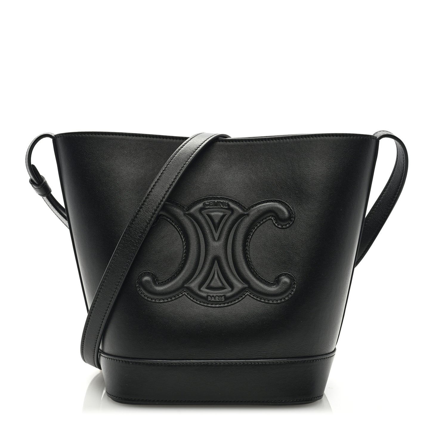Smooth Calfskin Small Cuir Triomphe Bucket Bag Black