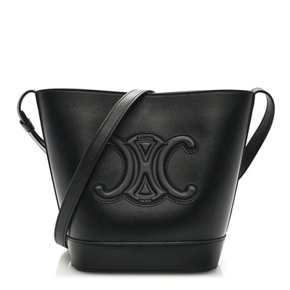 Celine Smooth Calfskin Small Cuir Triomphe Bucket Bag Black 1 of 8
