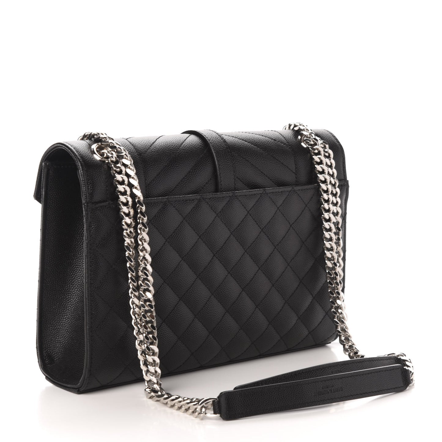Grain De Poudre Textured Mixed Matelasse Triquilt Medium Monogram Satchel Black
