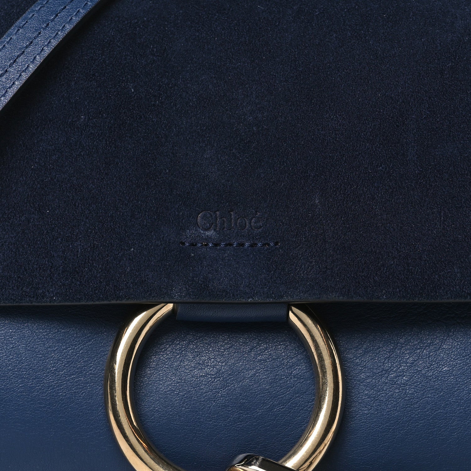 Chloe Suede Calfskin Small Faye Shoulder Bag Denim Blue 8 of 10