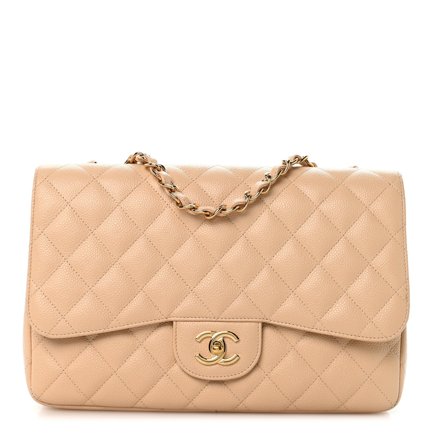 Chanel Caviar Quilted Jumbo Single Flap Beige Clair 1 of 11