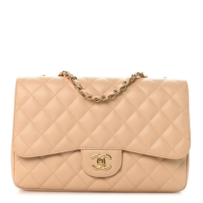 Chanel Caviar Quilted Jumbo Single Flap Beige Clair 1 of 11