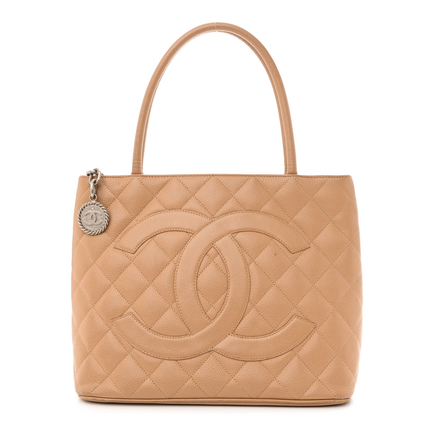 Caviar Quilted Medallion Tote Beige