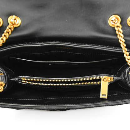 Saint Laurent Sequin Y Quilted Monogram Small Loulou Chain Satchel Black 5 of 10