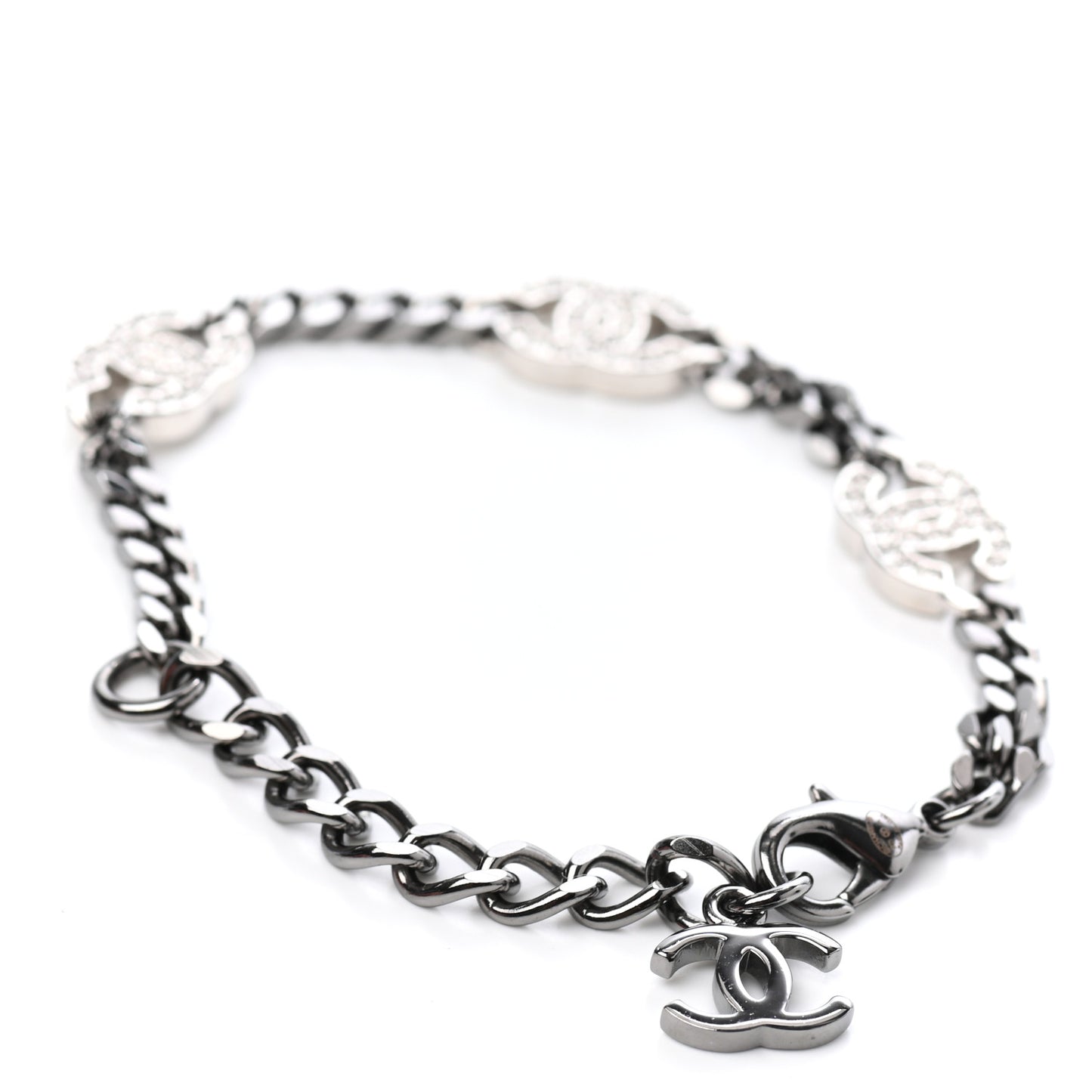 Crystal CC Chain Bracelet Silver