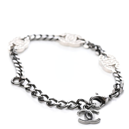 Chanel Crystal CC Chain Bracelet Silver 2 of 3