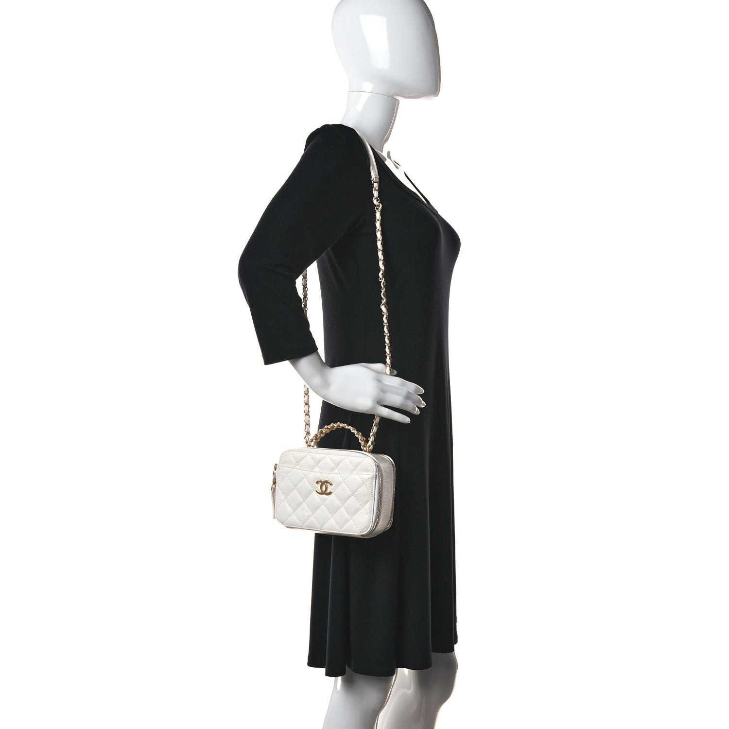 Chanel Caviar Quilted Small Pick Me Up Vanity Case White 2 of 11