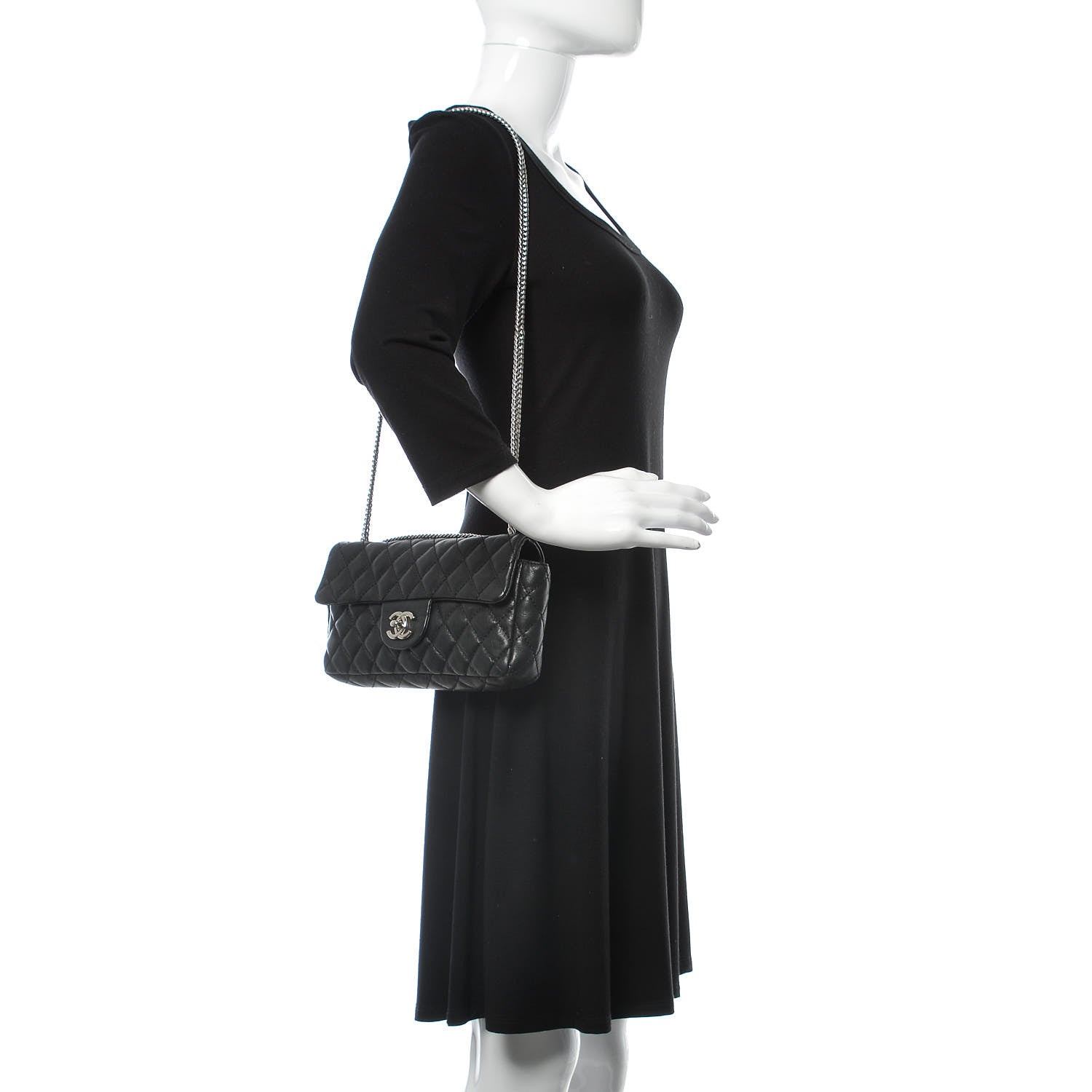 Chanel Lambskin Quilted East West Flap Bijoux Chain Black 3 of 10