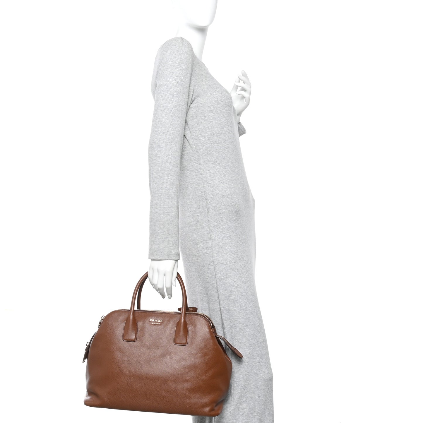 Saffiano Cuir Top Handle Dome Tote Palissandro