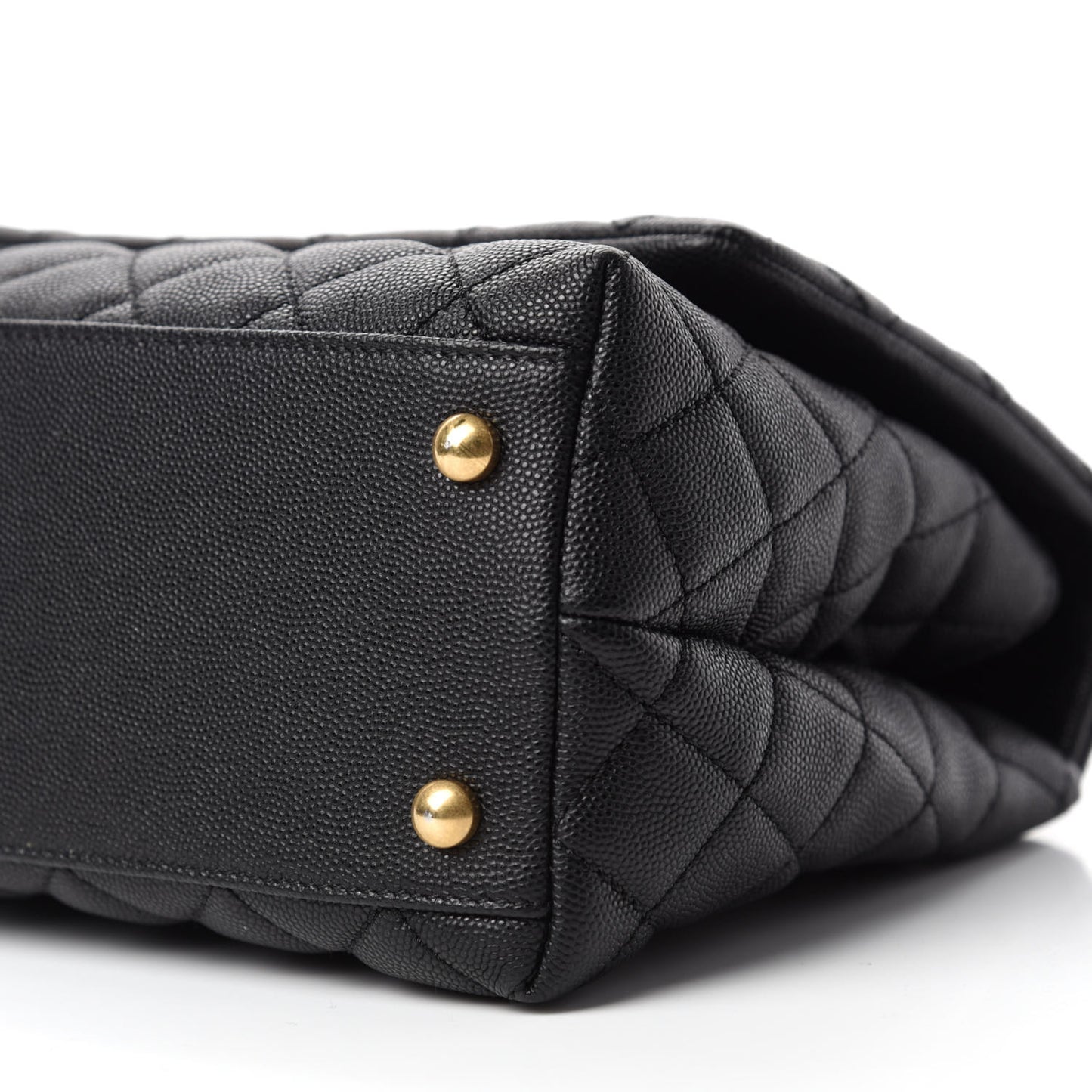 Caviar Lizard Embossed Quilted Small Coco Handle Flap Black