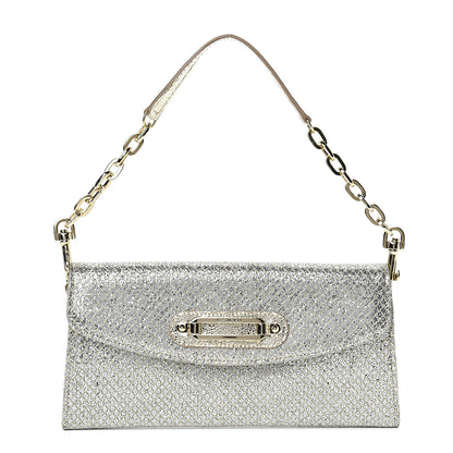Jimmy Choo Glitter Fabric Large Riane Clutch Champagne 1 of 10