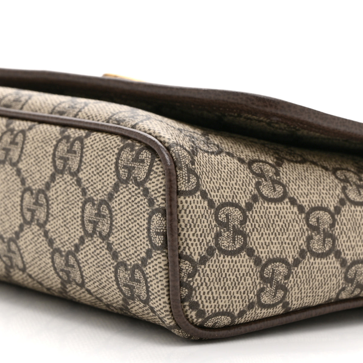 Gucci GG Supreme Monogram Textured Dollar Calfskin Web Mini Ophidia Shoulder Bag Beige Ebony New Acero 10 of 11