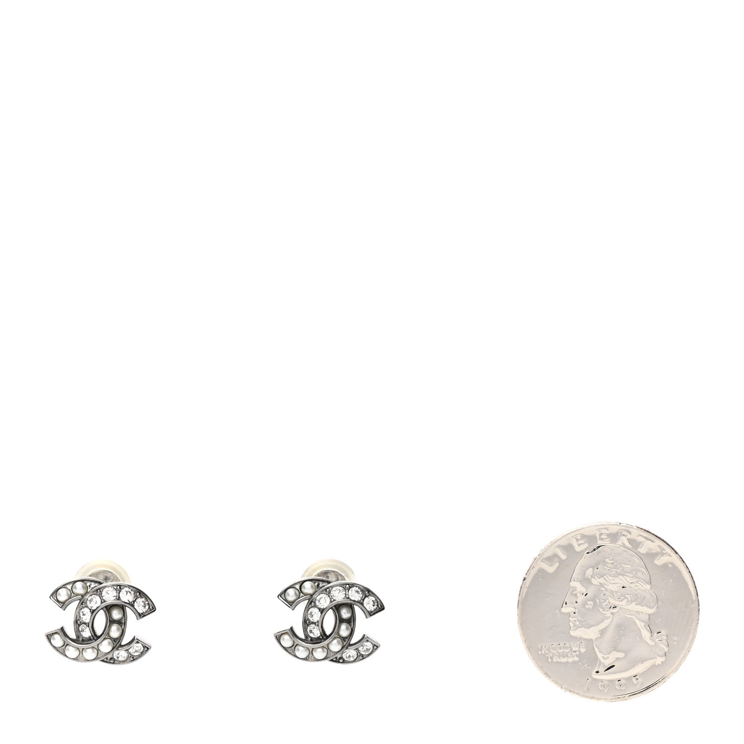 Chanel Ruthenium Crystal Pearl CC Earrings 2 of 5