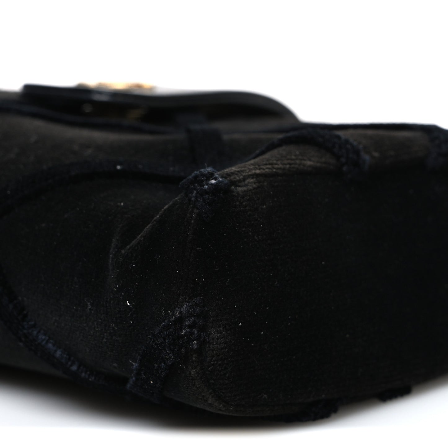 Velvet Quilted Small Clutch With Chain  Black