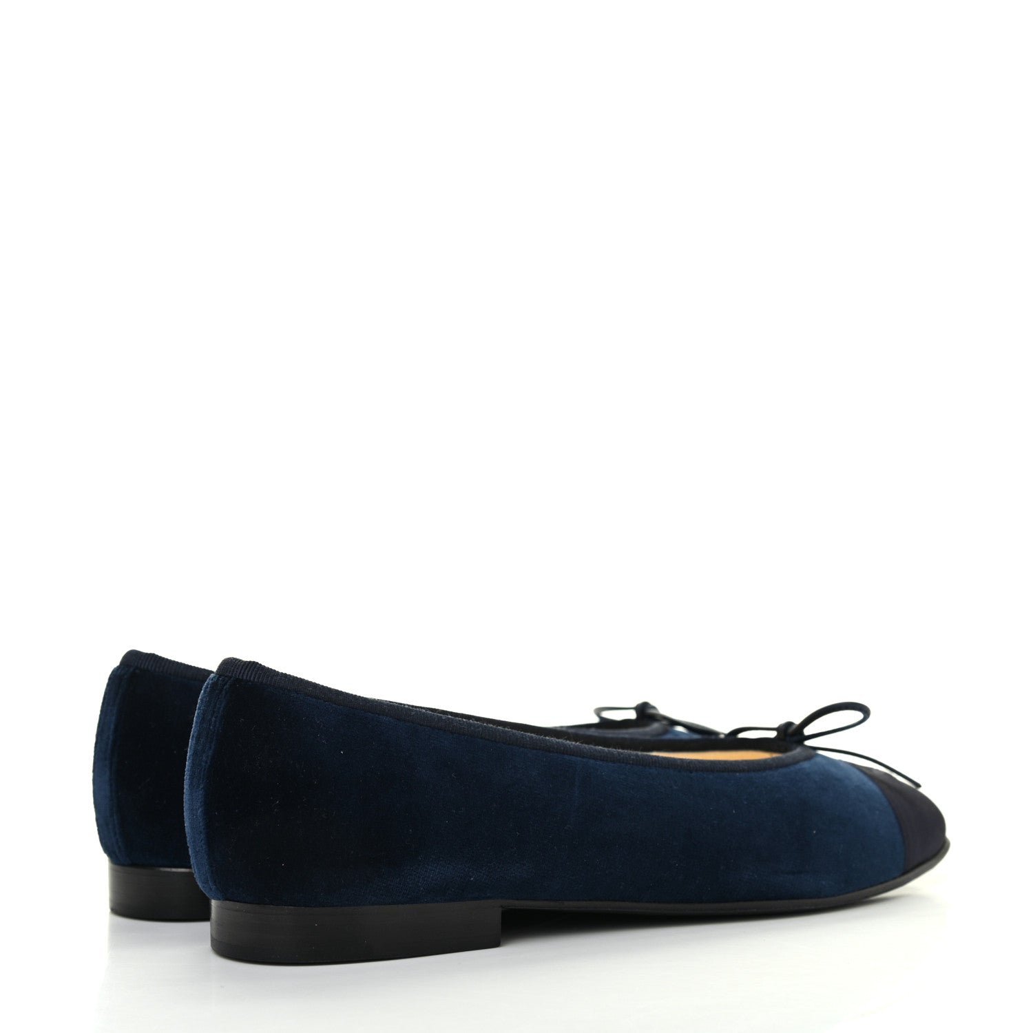 Chanel Velvet Cap Toe Ballerina Flats 39 Navy 4 of 7