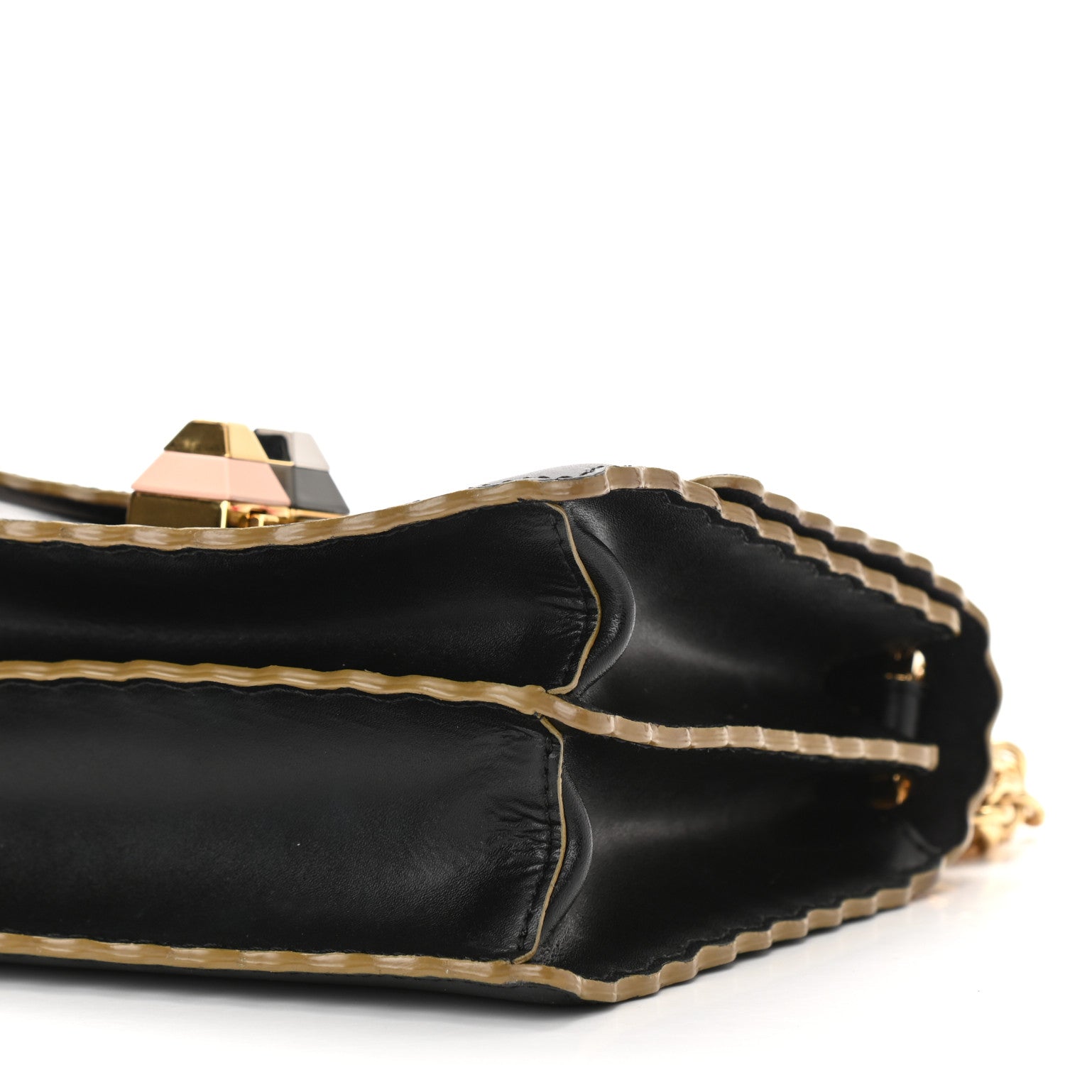 Fendi Vitello Liberty Scalloped Studded Small Kan I Shoulder Bag Black 10 of 11