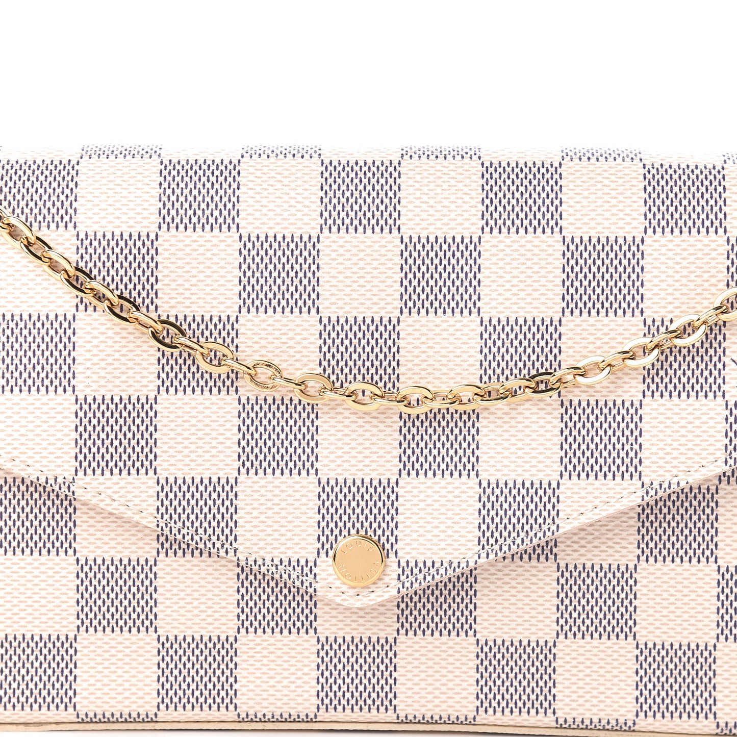Damier Azur Pochette Felicie Chain Wallet Rose Ballerine