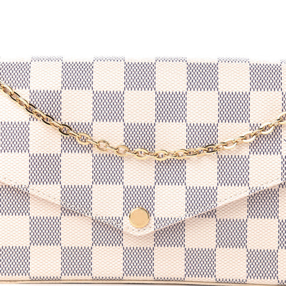 Louis Vuitton Damier Azur Pochette Felicie Chain Wallet Rose Ballerine 10 of 13