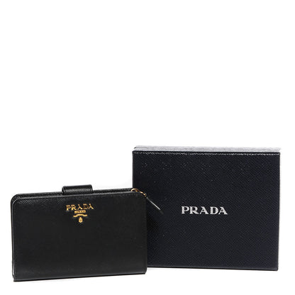 Prada Saffiano Metal Compact Wallet Black 8 of 9