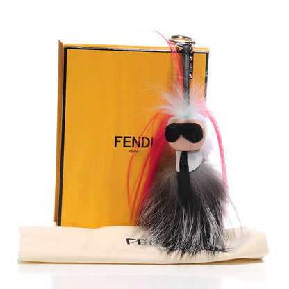 Fendi Mink Fox Goat Fur Mini Karlito Bag Charm Pink 4 of 5