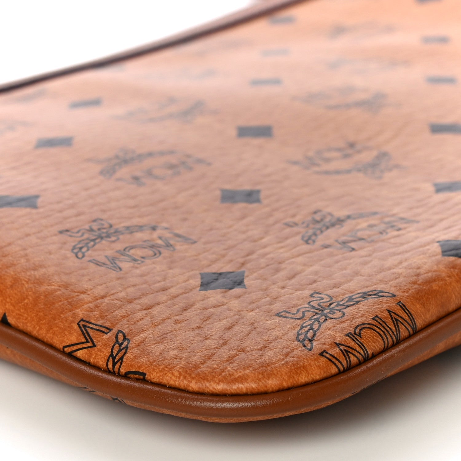 MCM Visetos Liz Shopper Tote Pouch Cognac 8 of 10
