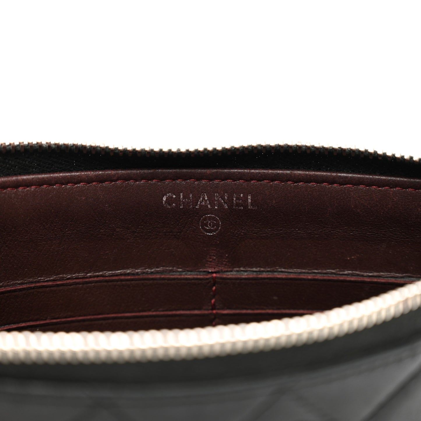 Lambskin Quilted Zip Pouch Black