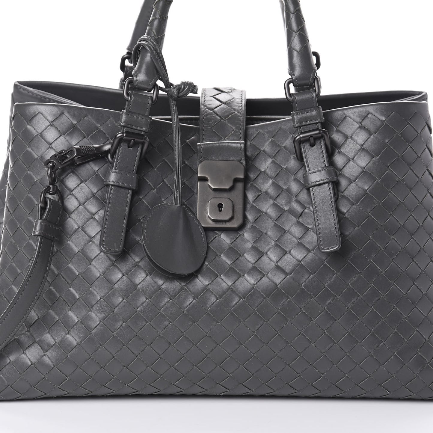 Light Calf Intrecciato Small Roma Light Grey