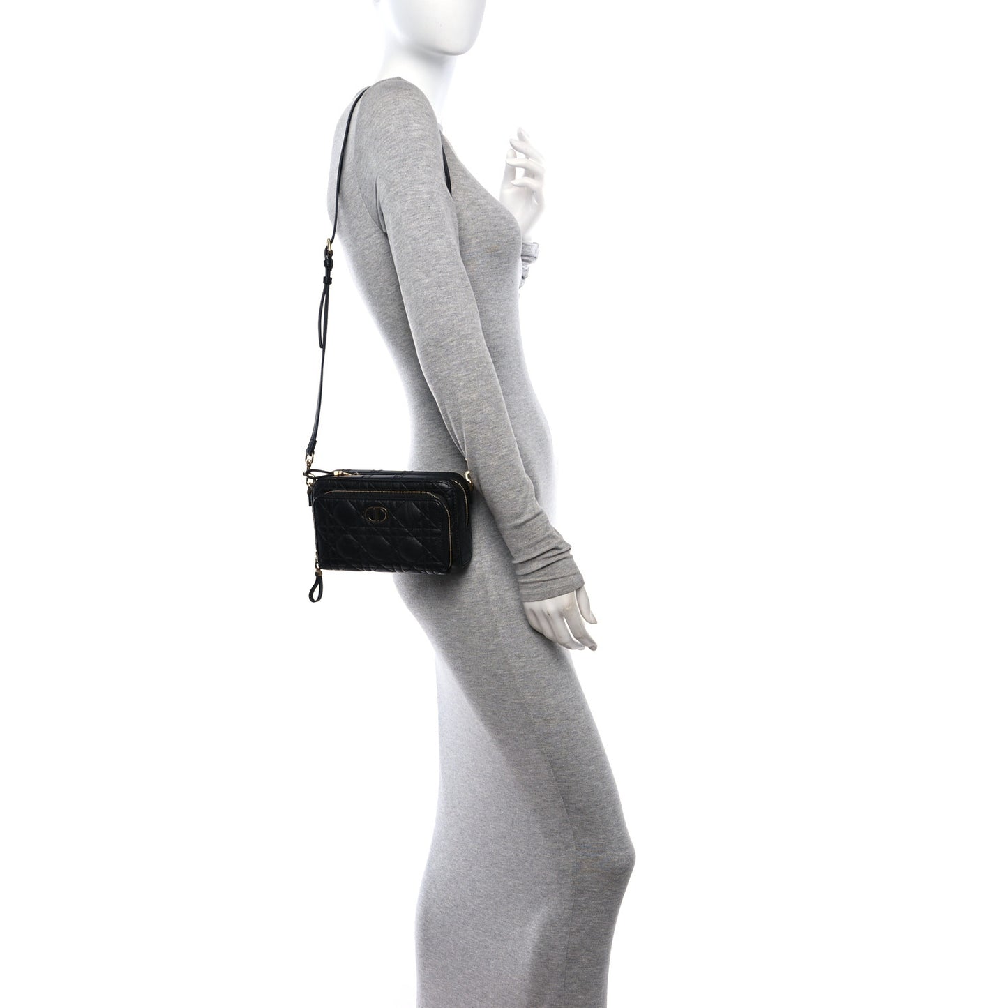 Supple Calfskin Caro Double Pouch Black