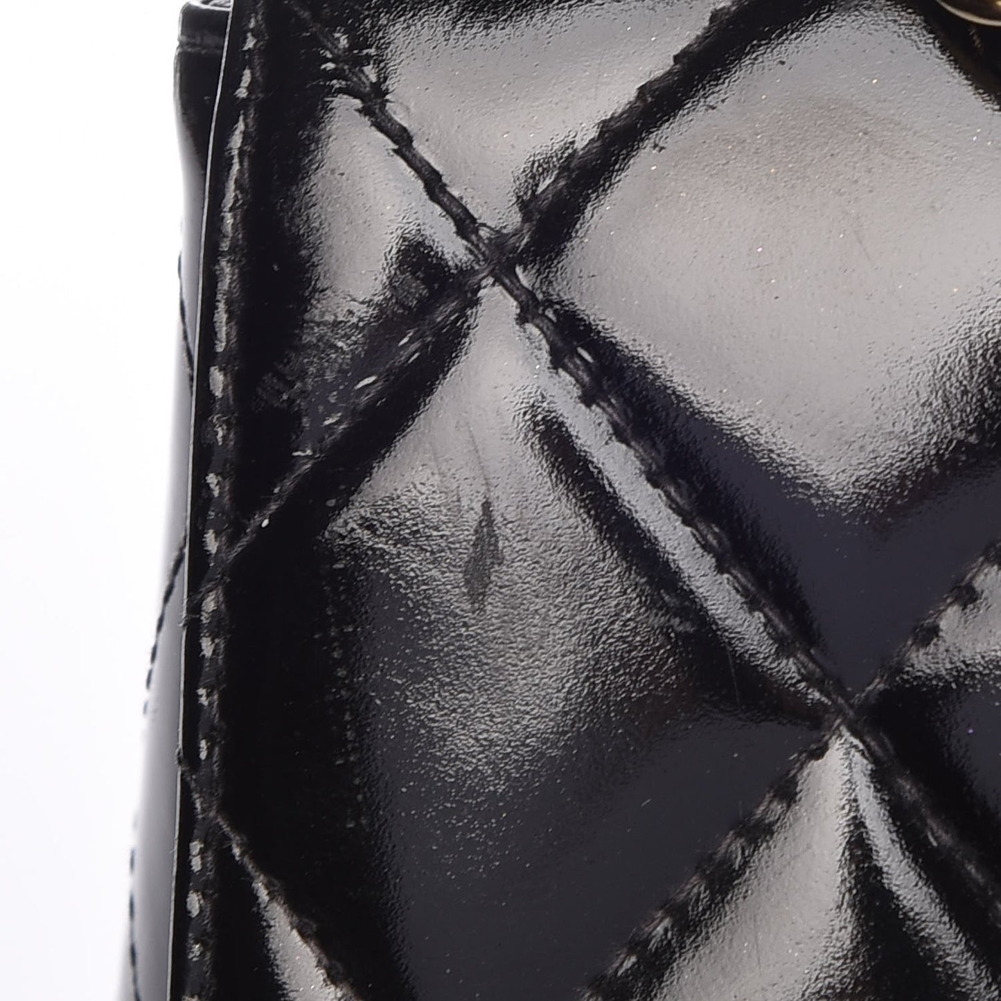 Patent Quilted Jumbo Single Flap Black