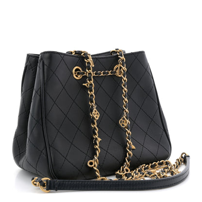 Chanel Calfskin Stitched Small Egyptian Amulet Drawstring Bag Black 3 of 11