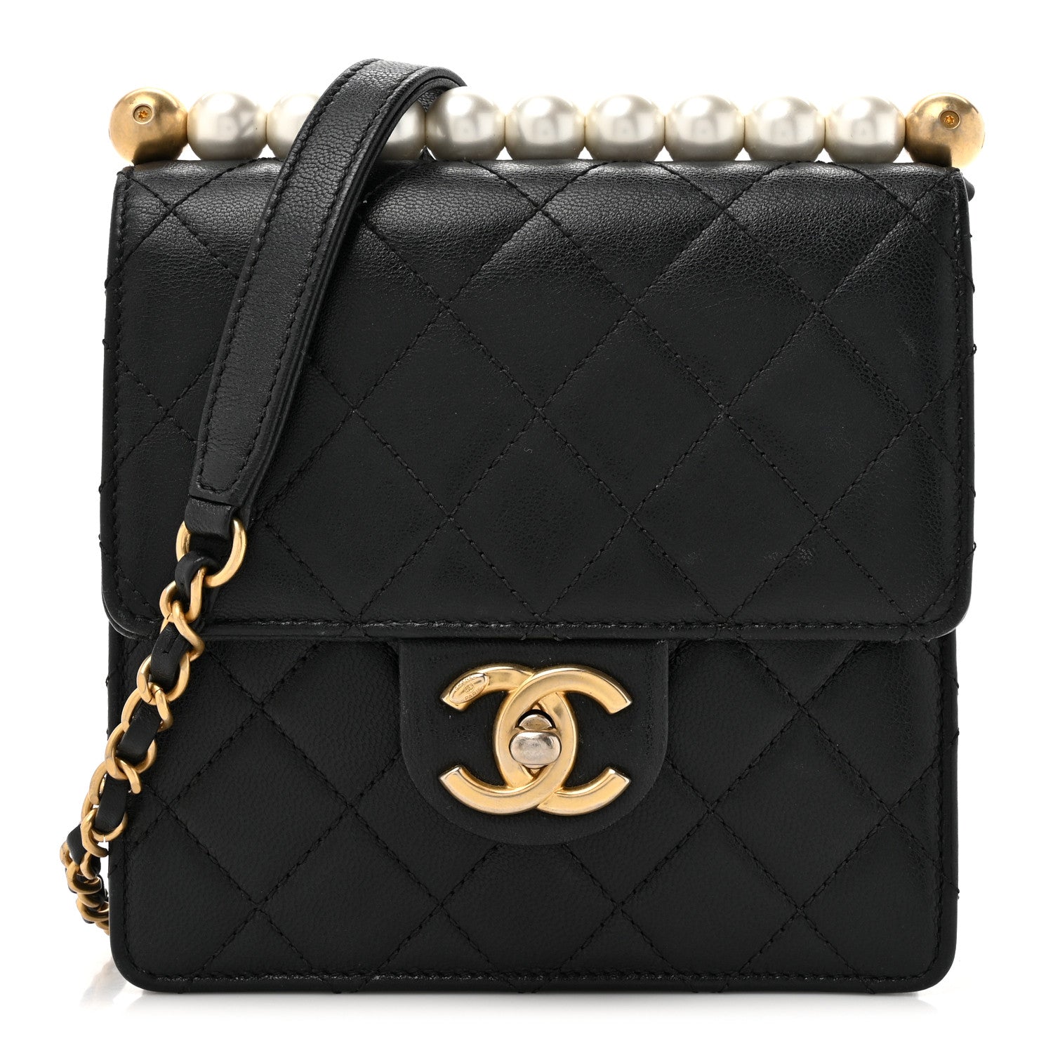 Chanel Lambskin Quilted Chic Pearls Flap Black 1 of 16