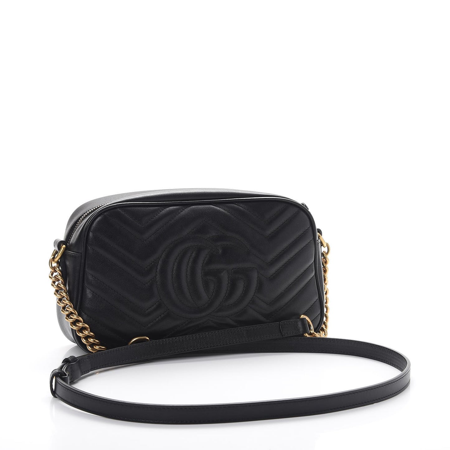 Calfskin Matelasse Small GG Marmont Chain Shoulder Bag Black