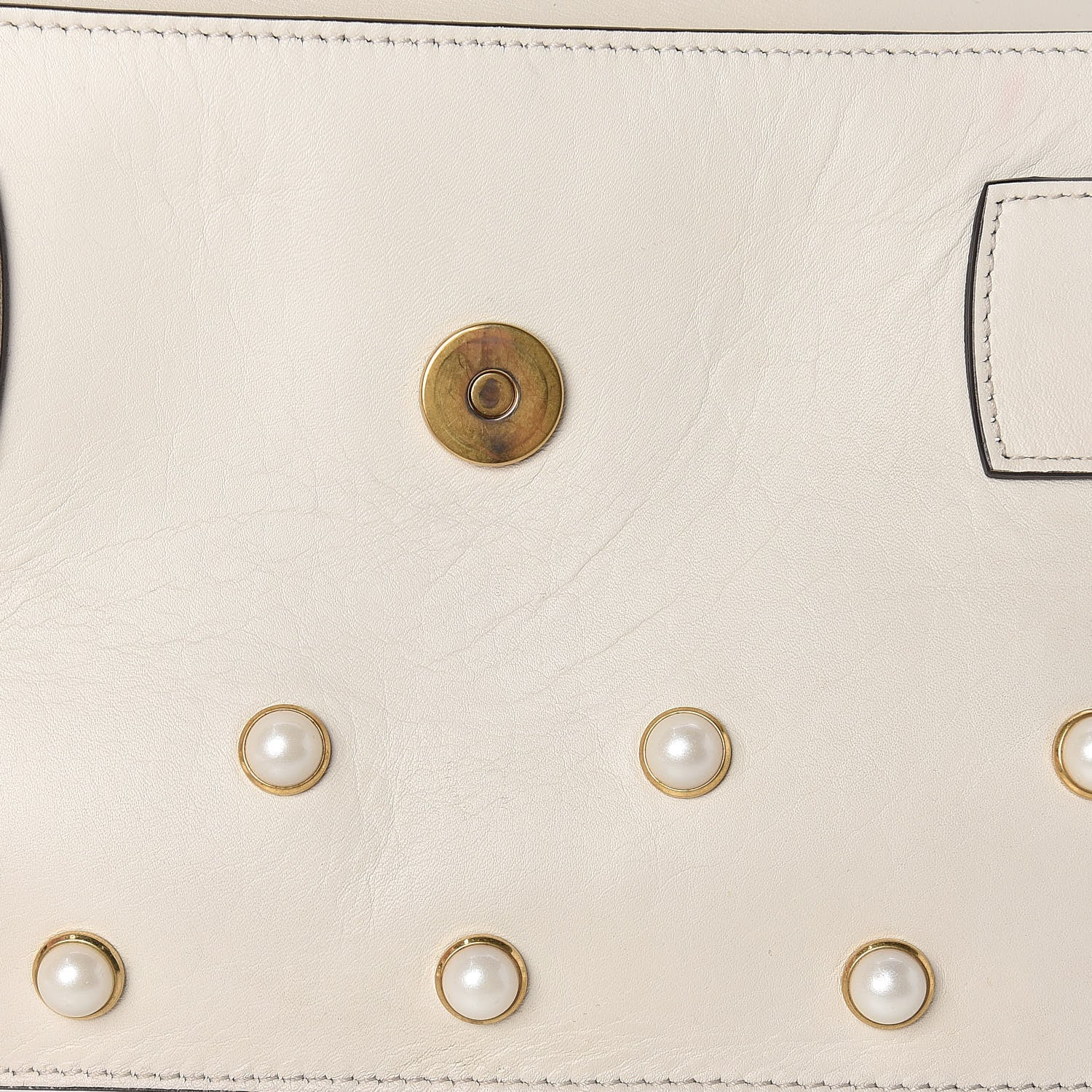 Gucci Nappa Pearl Studded Mini Queen Margaret Broadway Shoulder Bag Mystic White 12 of 12