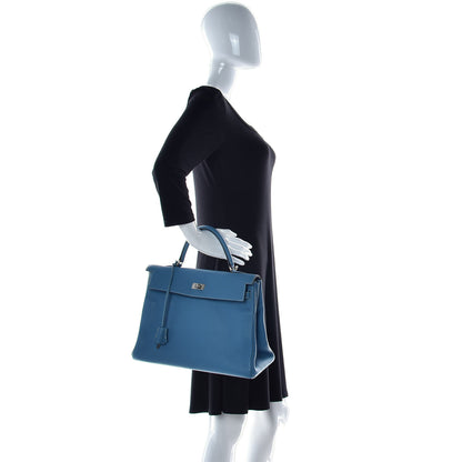 Hermes Taurillon Clemence Kelly Retourne 35 Blue Jean 2 of 11