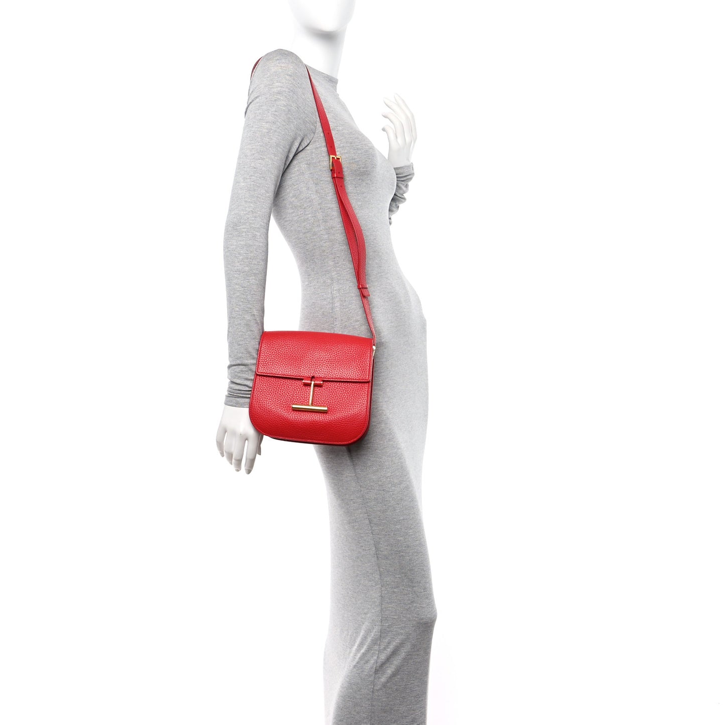 Calfskin Mini T Clasp Tara Crossbody Bag Ruby Red