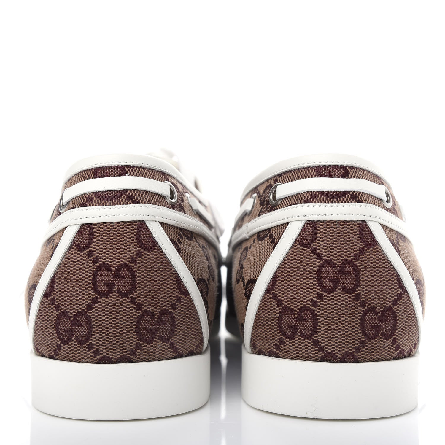 Gucci Monogram Mens Boat Shoes 9 Sahara Rubino White 7 of 11